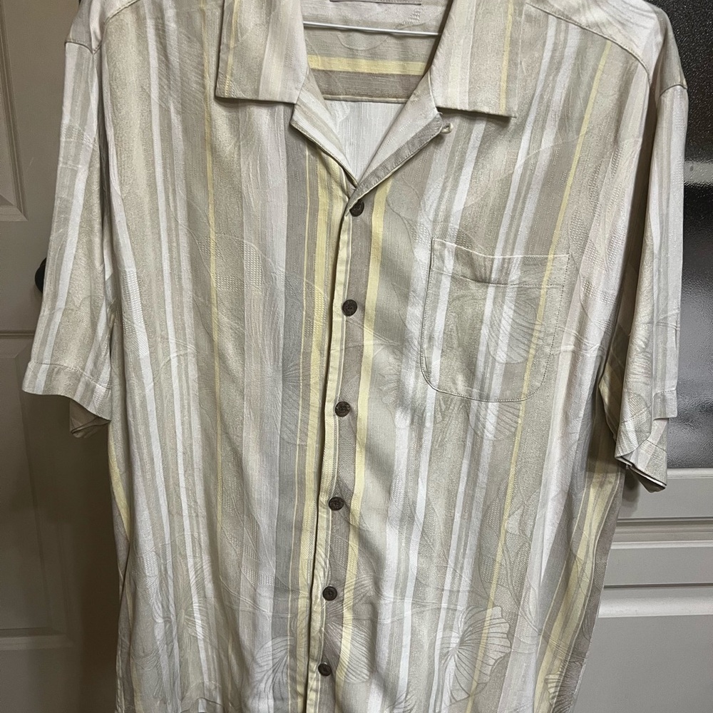 Tommy Bahama Cream and Yellow Casual Button Down Shirt